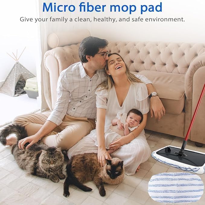 6 Pack Microfiber Mop Pads Covers Replacement Compatible with Oceda,Terry Cloth Mop Refills 15x8 Inch Pads for Wet Dry Hardwood Floor Cleaning, Washable & Reusable Mopping Pads