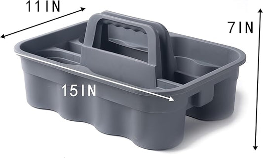 Matthew 5 Pack Large Plastic Tote Tool & Deluxe Supply Cleaning Caddy with Handle Portable Shower Basket Storage Caddy for Cleaning Products,Take-Out Drink,Bathrooms - Gray