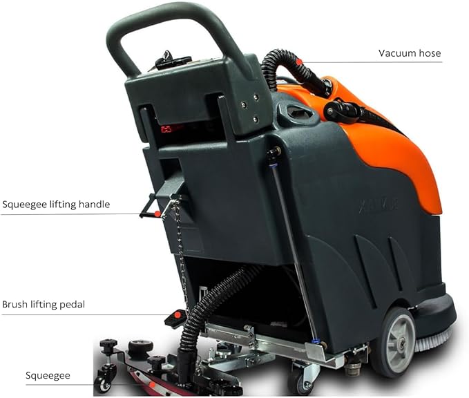 RT50+ 22" Width Floor Scrubber Dryer Machine, 13.2/14.5-gal Dual Tanks, 30,000 sqft/h, Lithium Battery, 3.5 hours Fast Charging
