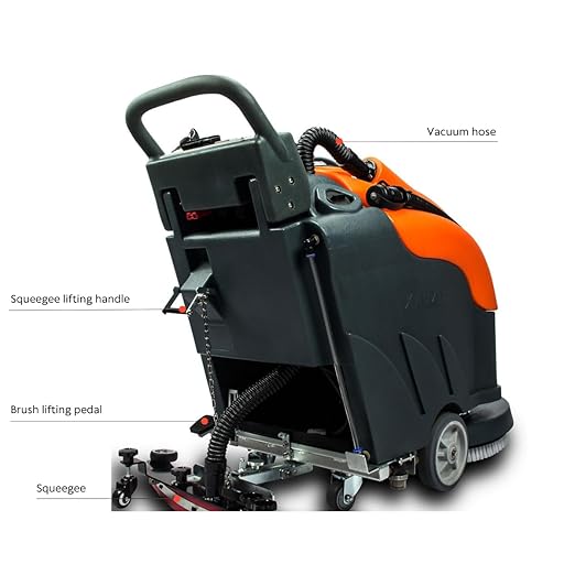 SUNMAX RT50 Walk-behind Floor Scrubber Dryer Machine, 22" Cleaning Width, 31" Suction Width, 14.5-gal Sewage Tank, 200 RPM, Complete Set of Parts