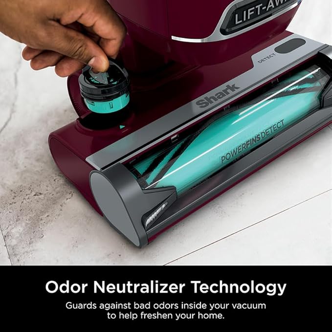 Shark DETECT Lift-Away Corded Upright Vacuum with Detect Technology, Self-Cleaning Brushroll for No Hair Wrap, Anti-Allergen Complete Seal, and Odor Neutralizer Technology, Burgundy, LA492