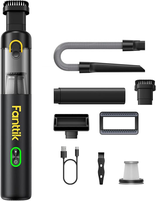 Fanttik V8 Mate Upgraded Cordless Car Vacuum, Portable Mini Vacuum with 13000pa Suction Power, 2 Suction Modes, Type-C Charge, Handheld Vacuum for Car, Small Tasks, Keyboards, Office Desk (Black)