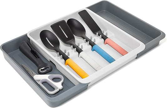 Joseph Joseph DrawerStore Expanding Utensil and Gadget Organizer, Expandable Tray for Kitchen Drawer, Recycled Plastic