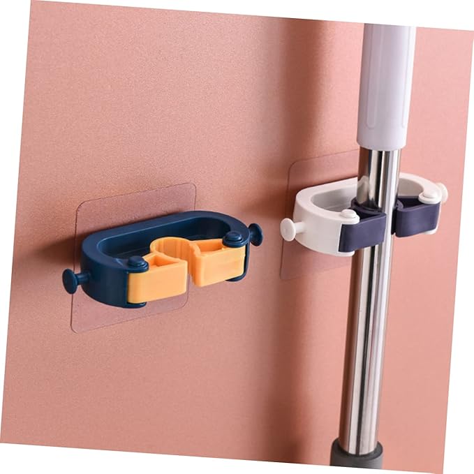 PRETYZOOM 2pcs Wall Mounted Mop Hanger Broom Organizer Bathroom Accessories Holder for Cleaning Tools Space-saving Design