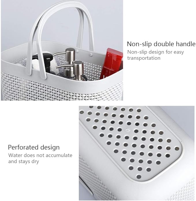 UUJOLY Plastic Organizer Storage Baskets with Handles, Shower Caddy Bins Organizer for Bathroom and kitchen（Grey