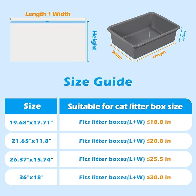 Cat Litter Bags 60 Count, 26.37"x15.74" Drawstring Close Litter Box Liners for Automatic Litter Box,Thick Cat Poop Bags,Easy to Clean,Heavy Duty Robot Bag for Self-Cleaning Box