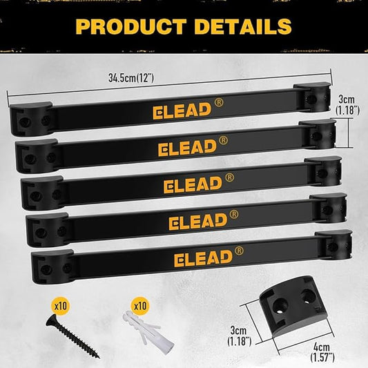 ELEAD 6-Piece 12" Magnetic Tool Holder Storage Organizer - Wall Mount Rack Garage Organization Power Magnet Hanger Workbench Board Slatwall Van Organizers Mounted Hanging Strip