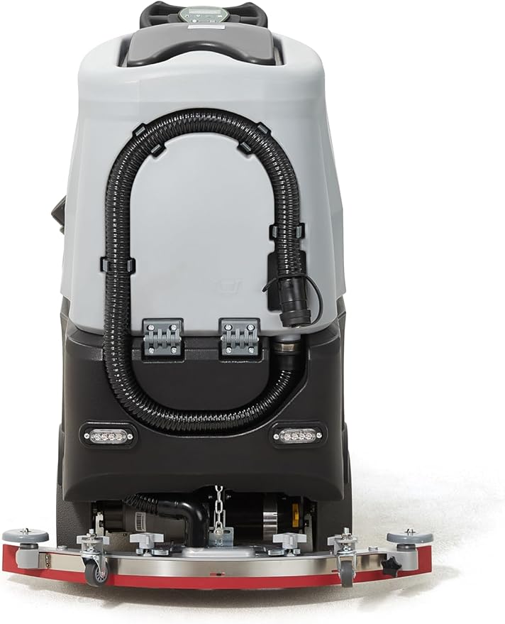 Battery Powered Ride-On Commercial Floor Scrubber Machine, 22" Brush, 31.5" Squeegee Width, 19 gal Solution Tank, 20 gal Recovery Tank, 5 hr Use 7 hr Charge, 200 RPM, 48,400 Sqft/H, Batteries Included