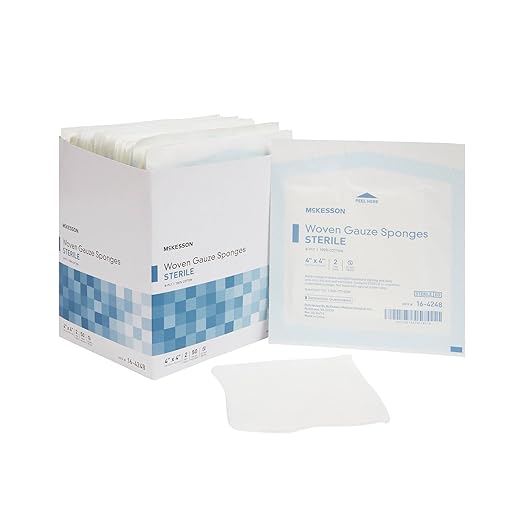 McKesson Woven Gauze Sponges, Sterile, 8-Ply, 100% Cotton, 4 in x 4 in, 2 per Pack, 600 Packs, 1200 Total