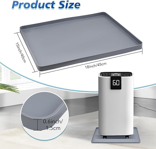 Dehumidifier Drip Pan, 18''x15'' Humidifier Drip Pan, Prevent Water Leakage and Protect Floor & Carpet, Non-Slip & Leak-Proof Silicone Mat with Raised Edge, for Under Dehumidifier and Humidifier Mat