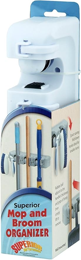 Mop & Broom organizer 3-Slots (White)