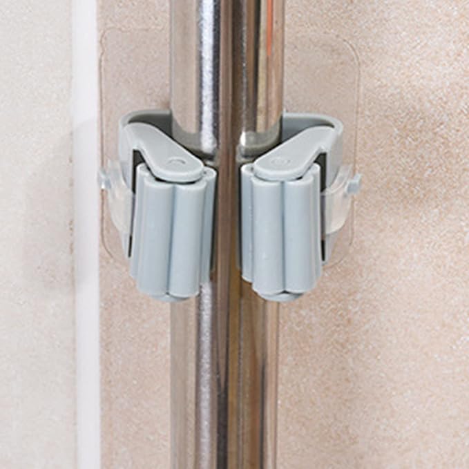 EVTSCAN 3pcs Mop and Broom Holder - Wall Mounted Broom Organizer Laundry Room Home Garden Garage Storage and Organization Rack(Gray)