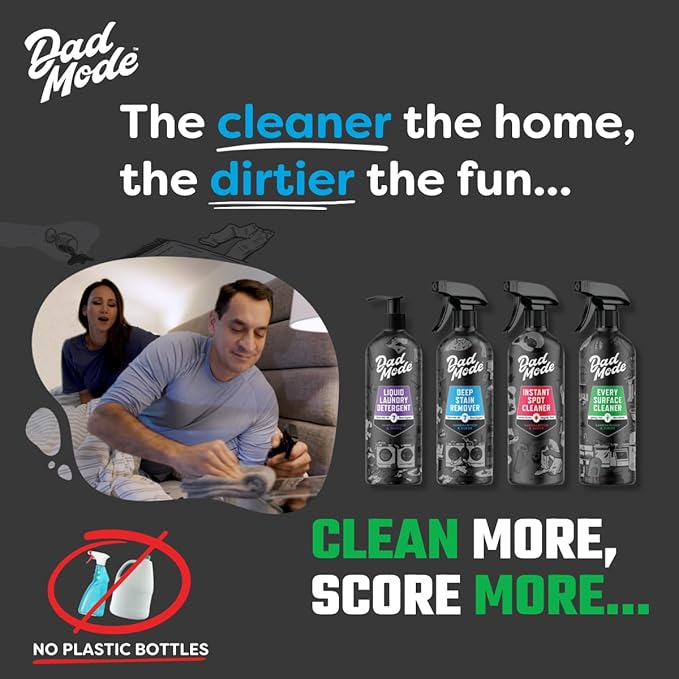 DadMode 7-Enzyme Liquid Laundry Detergent | 64 Loads | Sandalwood & Suede | 8x Concentrated Probiotic Odor & Stain Cleaner | High-Efficiency, 95% Plant-Based | Dye-Free | 16oz Aluminum Bottle