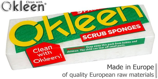 White Multi Use Scrub Sponges. Made in Europe. 9 Pack, 4.3x2.8x1.4 inches. Odorless Delicate Scrubber for Kitchen and Household Cleaning