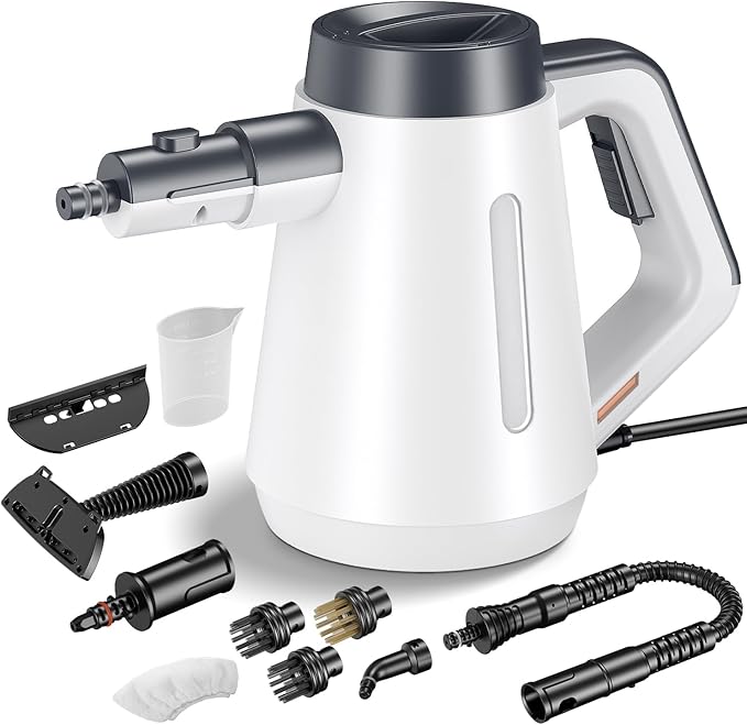 Handheld Steam Cleaner, 15s Fast Heating Pressurized Steam Cleaner for Home with 10 psc Accessories, Portable Steamer for Cleaning with Safety Lock for Home Kitchen Cleaning, Appliance Surfaces