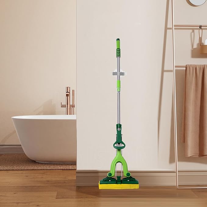 PRETYZOOM Mop and Broom Holders Wall Mounted Broom Rack Self Adhesive No Nails Required for Bathroom Kitchen