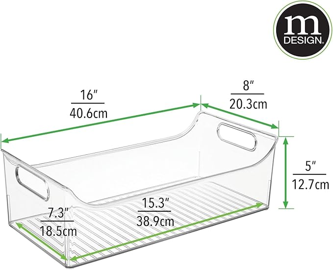 mDesign Portable Nursery Storage Plastic Baby Organizer Storage Caddy Bin w/Handles for Kids/Child Essentials - Holds Diapers, Wipes, Bottles, Baby Food - 16" Long - Ligne Collection - 2 Pack - Clear