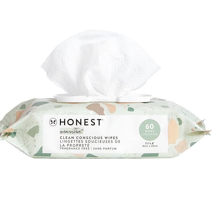 The Honest Company Hypoallergenic Multi-Use Baby Wipes for Sensitive Skin, Geo Mood, 60 Count