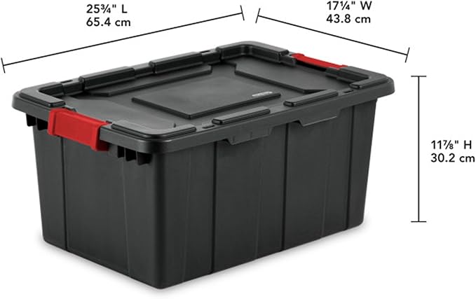 Sterilite 6-Pack Industrial Tote, Plastic Storage Bins with Lids, 15 Gallon, Black - Heavy-Duty Organizing Containers for Closet, Bathroom, and Office