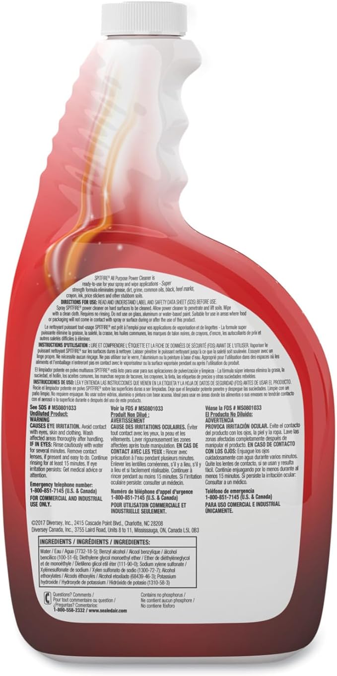Spitfire Professional All Purpose Power Cleaner Degreaser, 32 Fl Oz bundled with Microfiber Cloth