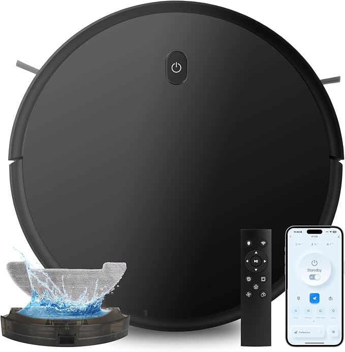 Livvi Robot Vacuum and Mop Combo - 3500pa 2 in 1 Robot Vacuum with WiFi/App/Voice, 120 min Runtime, Super Thin, Quiet, Self-Charging, for Hard Floors (G100)