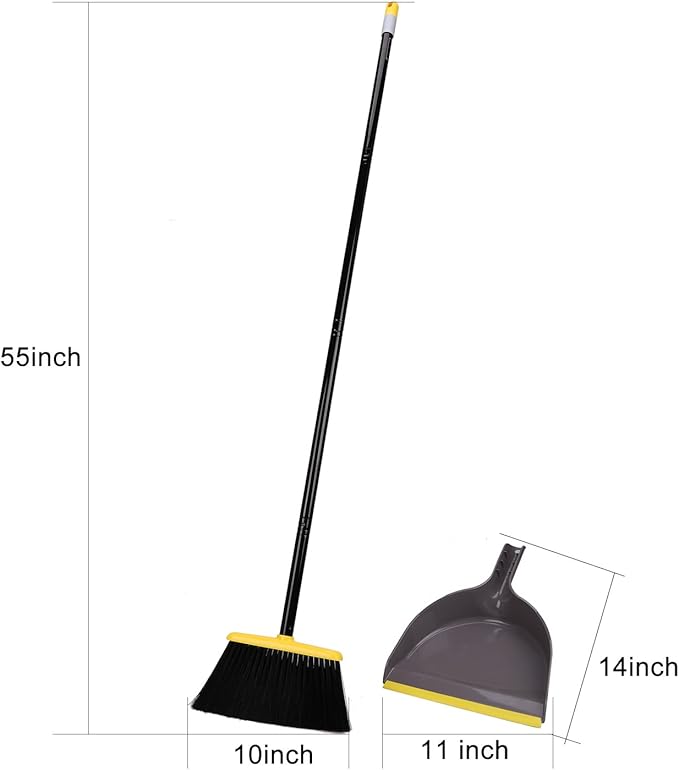 Broom and Dustpan Set,IndoorBroom with Dust pan Combo Set for Home,Angle Kitchen Broom for Floor Sweeping
