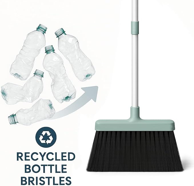 Broom and Dustpan Set – Heavy-Duty Broom and Dustpan for Home Cleaning Tool, Dustpan and Broom with Handle, Outdoor Broom and Dustpan Set • Your Home Essentials (Green)