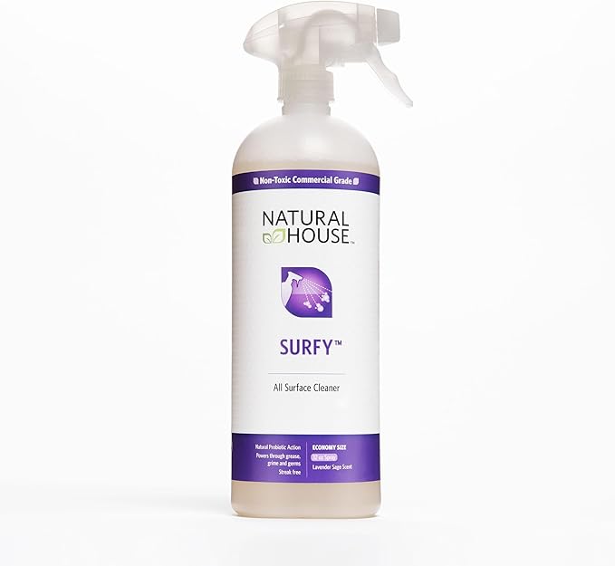 Natural House Surfy - All Purpose Probiotic Cleaner and Deodorizer - Cuts Through Grease, Grime and Impurities - Multi-Surface and Household Spray - Fresh Botanical Scent - 32 oz Spray Bottle