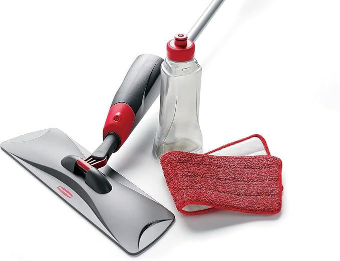 Rubbermaid Reveal Spray Mop Replacement Head, Red, Reusable Wet Mop Microfiber Pad for Floor Cleaning in Kitchen/Bathroom/Kitchen/School