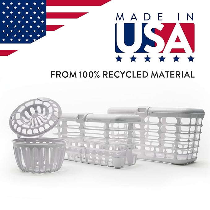Prince Lionheart Made in USA High Capacity 3-in-1 Dishwasher and Spill Proof Vave Cleaner Basket for Toddlers & Infants Bottle Parts & Accessories | Fits all Dishwashers | 100% Recycled Plastic,White