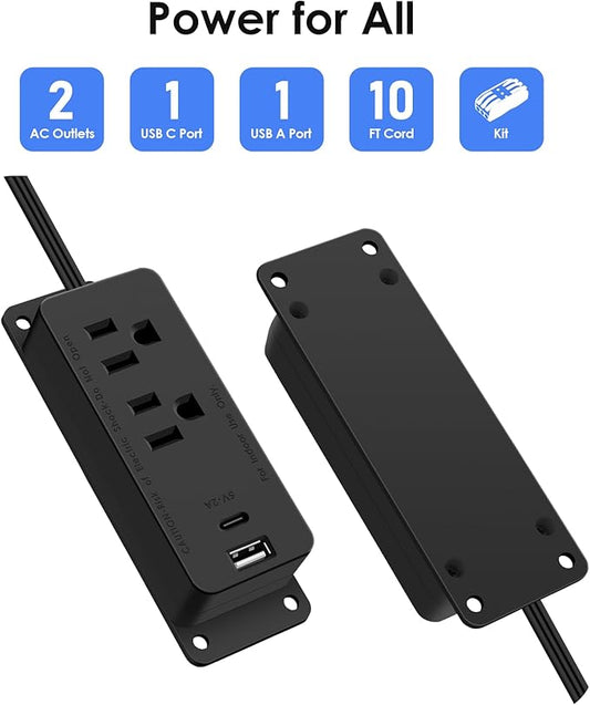 Gun Safe Power Outlet Kit, Gun Safe Accessory Electrical Outlet with USB C Port. Hidden Drawer Outlet Accessories for Interior Dehumidifiers and Lights (10FT)