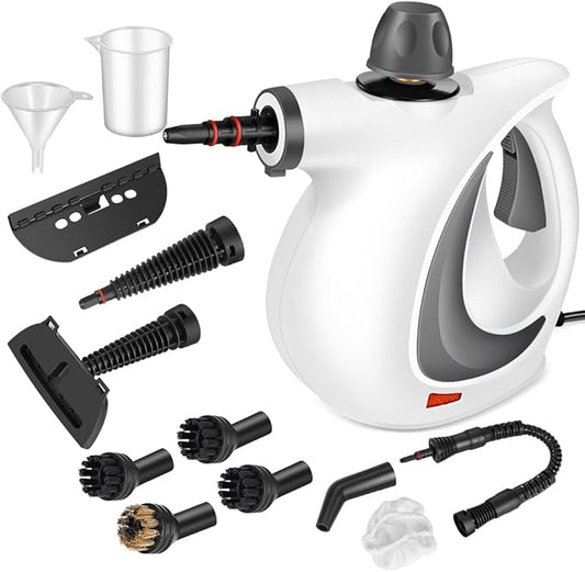 Handheld Pressurized Steam Cleaner with 12 pcs Accessories, Steamer for Cleaning, Steam Cleaner for Home Use, Steamer for Cleaning Car, Furniture, Floor, Upholstery, Grout and Tile, Deep Gray