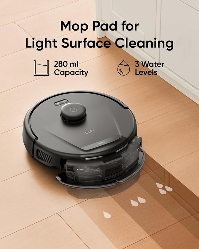 eufy L60 Hybrid Robot Vacuum with Self Empty Station, Hair Detangling Technology, Up to 60 Days of Hands Free Cleaning, Ultra Strong 5,000 Pa Suction to Remove Hair, Dust, Mop Pad