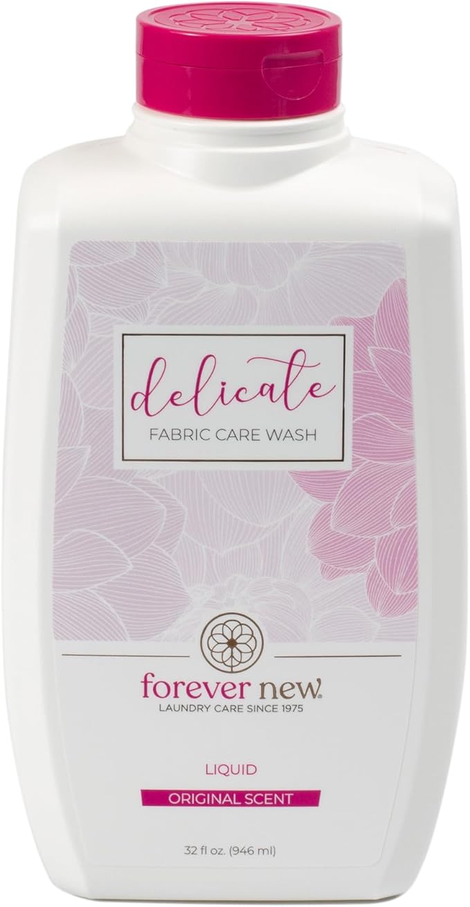 FOREVER NEW Delicate Hypoallergenic Laundry Detergent Liquid - 100 to 128 Large Loads - Gentle washing detergent for Silk, Cashmere, Bra, Undergarments, Wool etc. - Original Scented - 32oz (2pack)