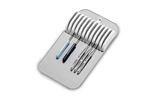 madesmart Large Knife Mat, Soft-Grip In Drawer Knife Organizer for 12 Knives, Non-Slip Kitchen Drawer Storage, Space Saving Knife Block Alternative, Premium