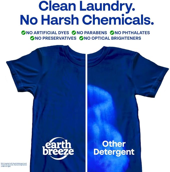 Earth Breeze Laundry Detergent Sheets Fresh Scent - 60 Loads per package. Eco Liquidless Soap - Travel-Friendly for Hot & Cold Cycles, Tackles Tough Stains & Odors - Gentle on Skin, 30 sheets (3 Pack)