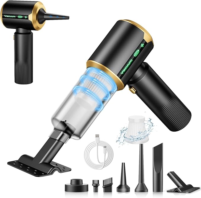 Car Handheld Vacuum Cordless: Car Vacuum Cleaner with 16000Pa Ultra-Strong Suction, Brushless Motor & HEPA Filter - Lightweight Design for Driver and Office Worker - Off Black