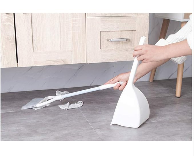 Mini Broom and Dustpan, Home Kitchen Sweeping for Kids(White+Gray)