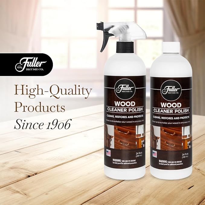 Fuller Brush Wood Polish & Cleaner – Conditions, Shines & Protects Wood Surfaces – Removes Dust, Smudges & Stains – Safe for Furniture, Cabinets, Tables & Trim - (Bottle with Sprayer - Pack of 4)