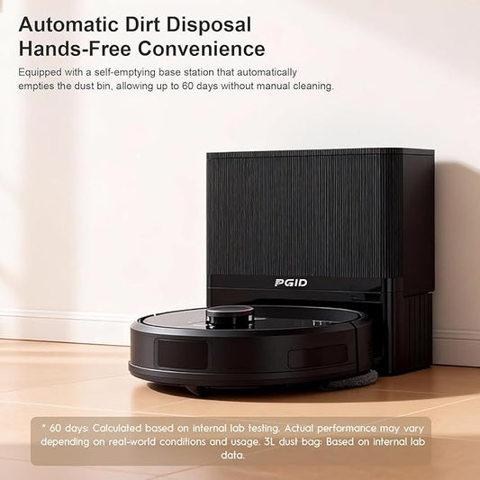 Self-Emptying Robot Vacuum Cleaner, Robot Vacuum and Mop,FlexiArm Edge Mopping,5000Pa Suction, Dual Zero-Tangle System, Smart Obstacle Avoidance, 20mm Mop Lifting, Auto Mop Washing&Drying