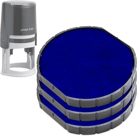 E/R50 Replacement Pad Compatible for 2000 Plus Printer R50 - Water Based - Pack of 3 - Blue