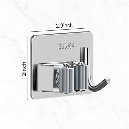 Broom Holder Wall Mount Hanger Holder Wall Mount,2 Pack Mop and Broom Hooks Stainless Steel Self Adhesive