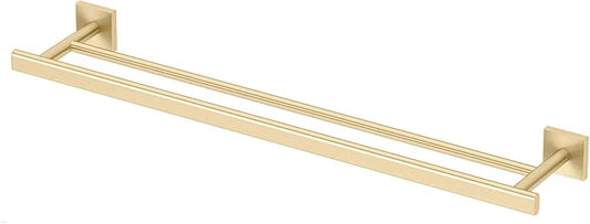 Gatco 4064 Elevate Double Towel Bar, Brushed Brass/Wall Mounted 24 Inch Double Towel Holder Rack for Bathroom