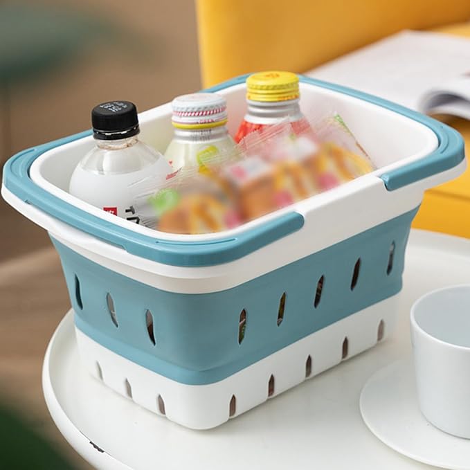 Haundry Portable Shower Caddy Basket, Foldable Caddy Basket with Handles, Collapsible Storage Organizer for Bathroom, Kitchen, College Dorm,Gym (Grey)