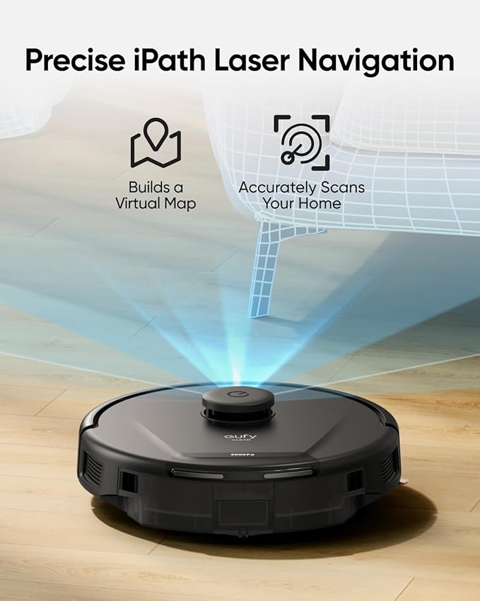 eufy Certified Like-New L50 Robot Vacuum with 4,000 Pa Powerful Suction, Precise iPath Laser Navigation, Customizable Al Mapping, Climb Up to 20 mm, Ideal for Hard Floor, Tile, and Carpet (Renewed)