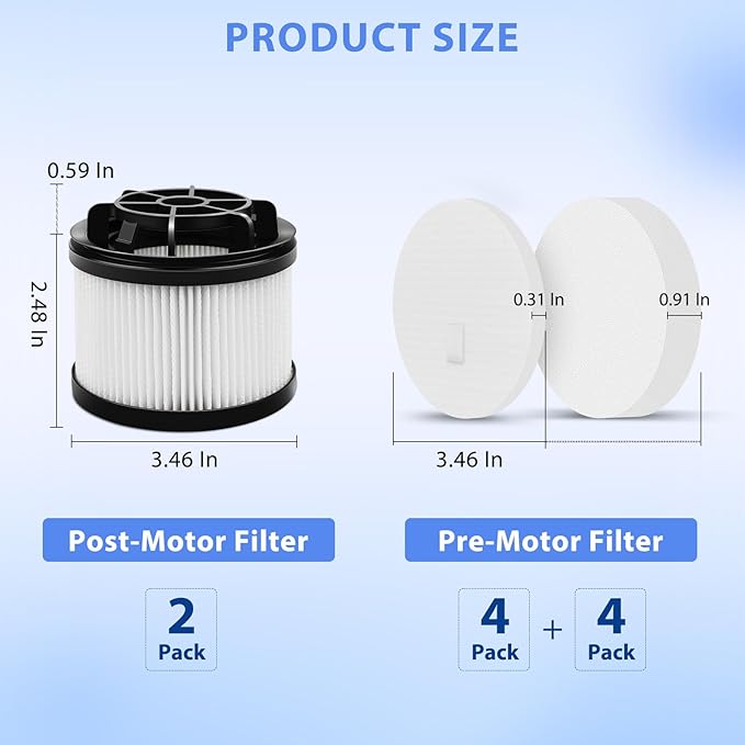 10 Pack LVAC-200 & LVAC-300 White Vacuum Cleaner Replacement Filter For LEVOIT Cordless Vacuum Cleaner, For Levoit LVAC-200 / LVAC-300 Cordless Stick Vacuum