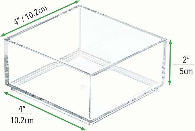 mDesign Plastic Square Desk Organizer - Create Section for Home Office Drawers, Desktop - Holds Pens, Paper Clips, Notebooks and Other Office Supply Accessory - Lumiere Collection - 3 Pack, Clear