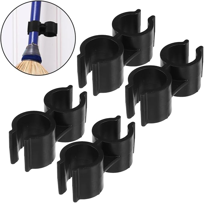 OUNONA Double Pipe Clamp Dustpan Broom Connector Clip 2.36 Inch Plastic Fastener for Secure Broom Handle Attachment and Space-Saving Storage