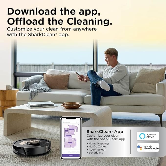 Shark Robot Vacuum & Mop Combo, PowerDetect ThermaCharged NeverTouch Pro, Self-Emptying, Self-Refill with Heated Mop Cleaning, 60-Day Capacity,30-Day Tank, 6 Power Detect Technologies, Black, RV2920XE