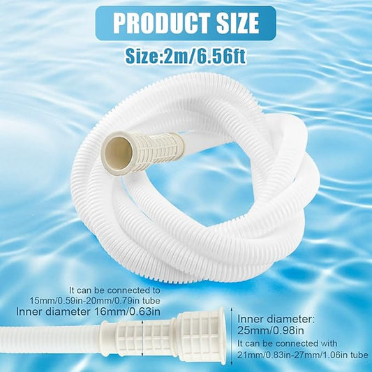 Dehumidifier Drain Hose with Cuttable Rubber Adapter and Connect Clamp, Air Conditioner Drain Hose, Universal Flexible AC and Dehumidifier Replacement Hose(Color:2m/6.56ft)